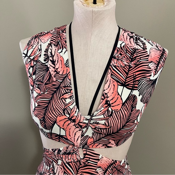 AQUA ROSE One Piece Swim Suit Swimsuit Leaf Print - Picture 4 of 10